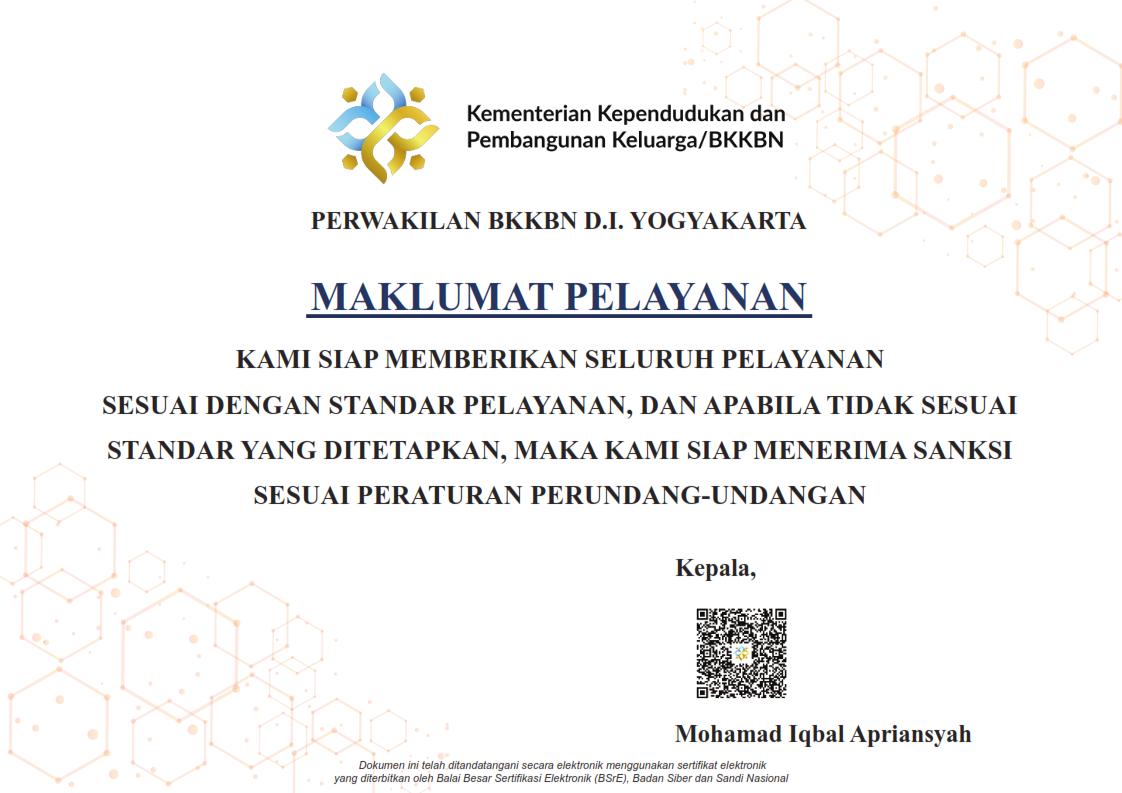 Maklumat Pelayanan BKKBN Provinsi Daerah Istimewa Yogyakarta Tahun 2025